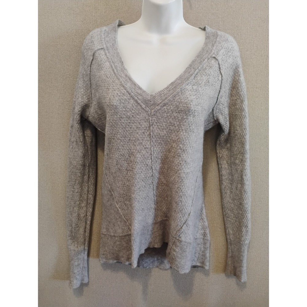 Marled Gray Cashmere V Neck Sweater Size Large